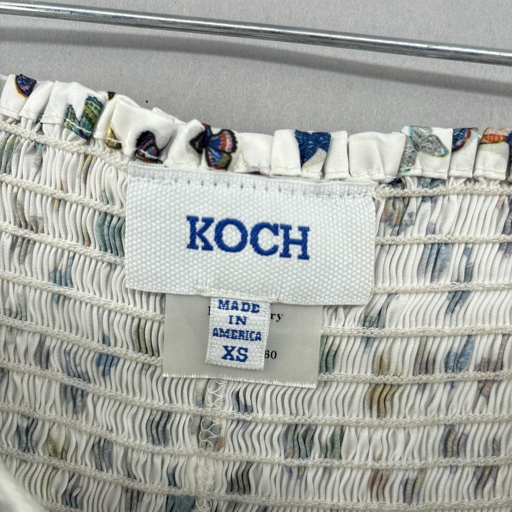 Koch Shorts Womens XS White Butterfly Print Smocked High Waist Made In USA - Picture 10 of 13